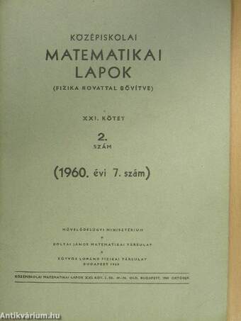 Középiskolai matematikai lapok 1960/7.