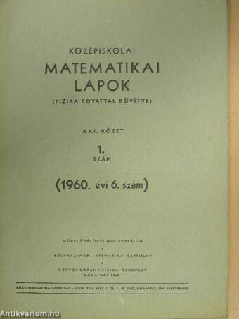 Középiskolai matematikai lapok 1960/6.