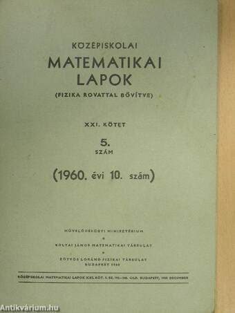 Középiskolai matematikai lapok 1960/10.