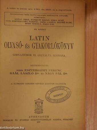 Latin olvasó- és gyakorlókönyv III.