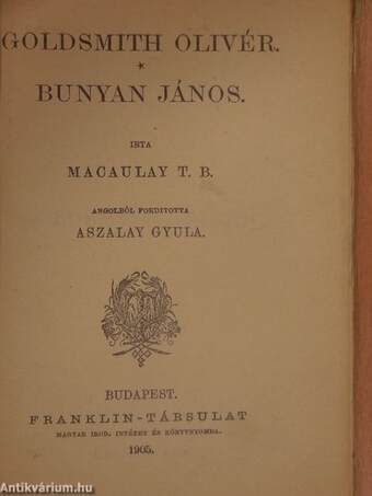 Goldsmith Olivér/Bunyan János