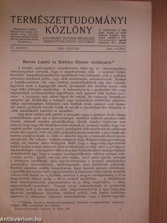 Természettudományi Közlöny 1939. január