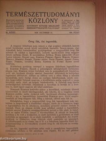 Természettudományi Közlöny 1929. december 15.