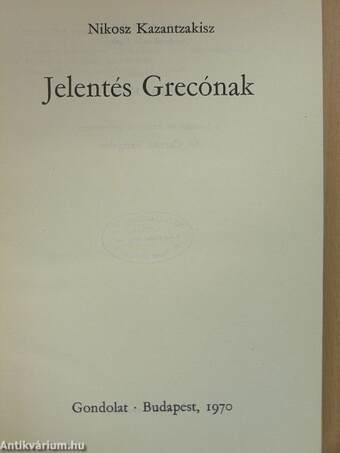 Jelentés Grecónak