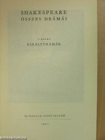 Shakespeare összes drámái I-VI.