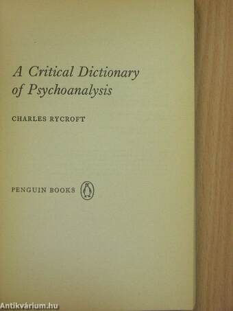 A Critical Dictionary of Psychoanalysis