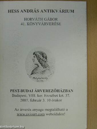 Hess András Antikvárium - Horváth Gábor 41. könyvárverése