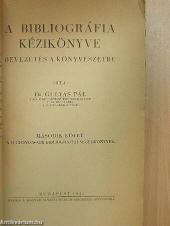 A bibliográfia kézikönyve II. (töredék)