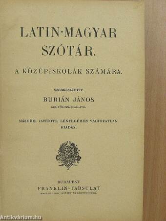 Magyar-latin szótár/Latin-magyar szótár I-II.