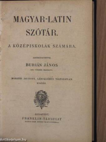 Magyar-latin szótár/Latin-magyar szótár I-II.