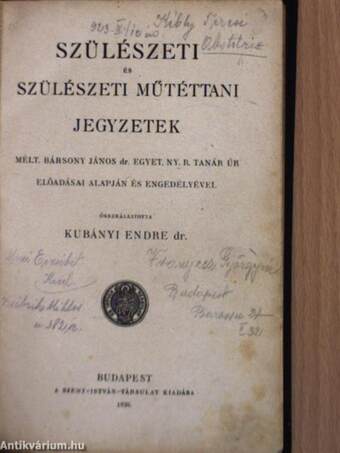 Szülészeti és szülészeti műtéttani jegyzetek