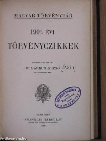 1901. évi törvényczikkek