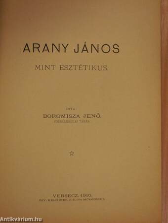 Arany János mint esztétikus