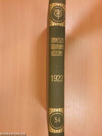 Természettudományi Közlöny 1922. január-december/Pótfüzetek a Természettudományi Közlönyhöz 1922. január-december