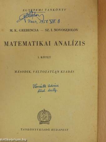 Matematikai analízis I. (töredék)