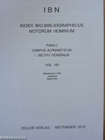 IBN - Index bio-bibliographicus notorum hominum Pars C, Vol. 161.