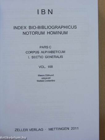 IBN - Index bio-bibliographicus notorum hominum Pars C, Vol. 168