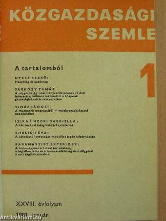 Közgazdasági Szemle 1981. január-december I-II.