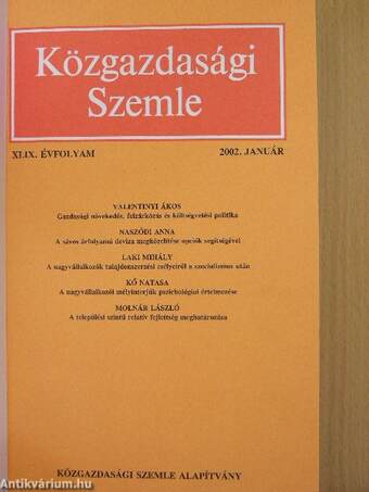 Közgazdasági Szemle 2002. január-december I-II.