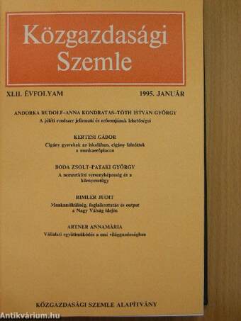 Közgazdasági Szemle 1995. január-december I-II.