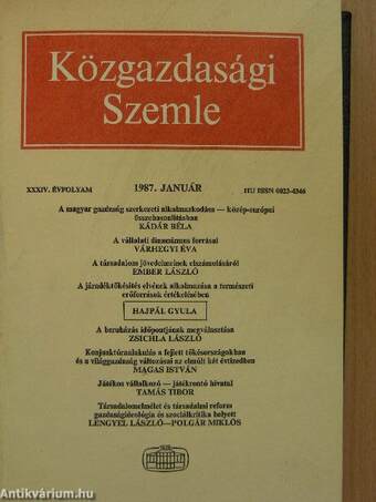 Közgazdasági Szemle 1987. január-december I-II.