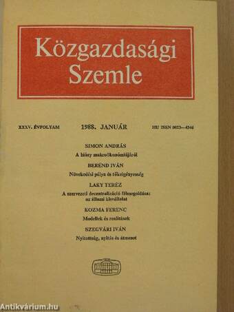Közgazdasági Szemle 1988. január-december I-II.