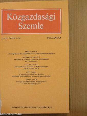 Közgazdasági Szemle 2000. január-december I-II.