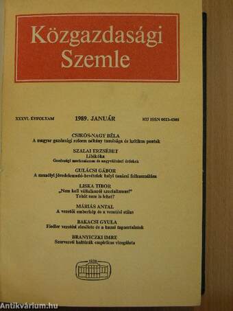 Közgazdasági Szemle 1989. január-december I-II.