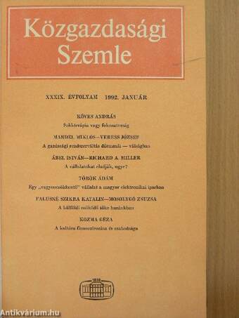 Közgazdasági Szemle 1992. január-december I-II.