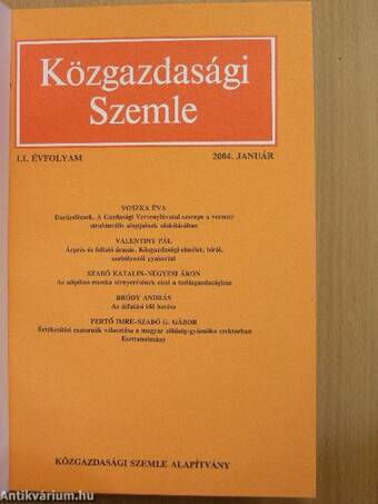 Közgazdasági Szemle 2004. január-december I-II.