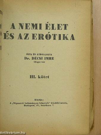 A nemi élet és az erótika I-IV.