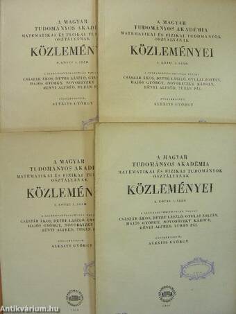 A Magyar Tudományos Akadémia Matematikai és Fizikai Tudományok Osztályának közleményei 1960/1-4.