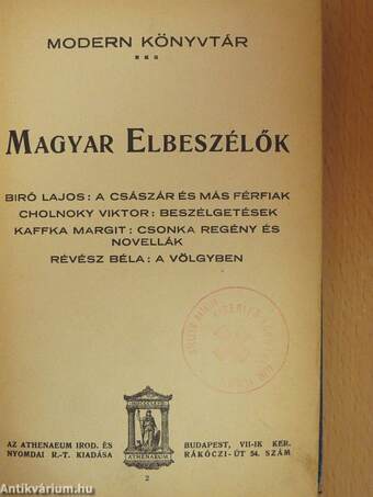 Magyar elbeszélők I.