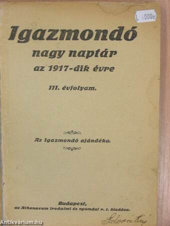 Igazmondó nagy naptár az 1917-dik évre