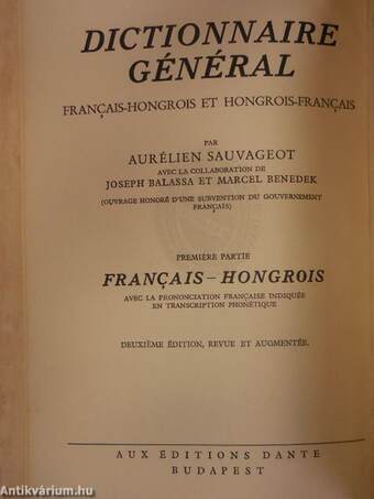 Francia-magyar és magyar-francia nagy kéziszótár I-II.