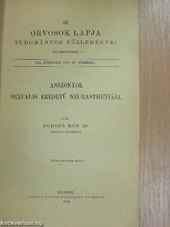 Asszonyok sexualis eredetü neurastheniája