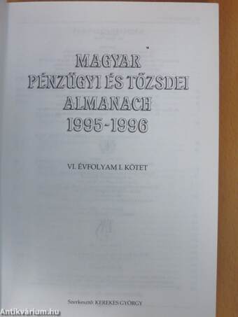 Magyar pénzügyi és tőzsdei almanach 1995-1996 I-III.