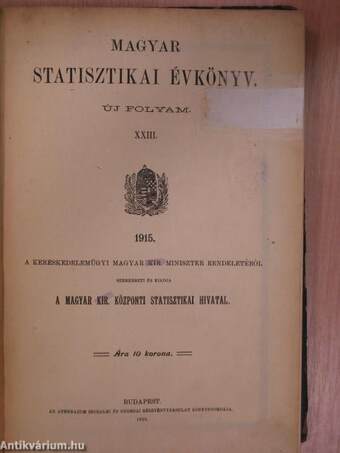 Magyar Statisztikai Évkönyv 1915.