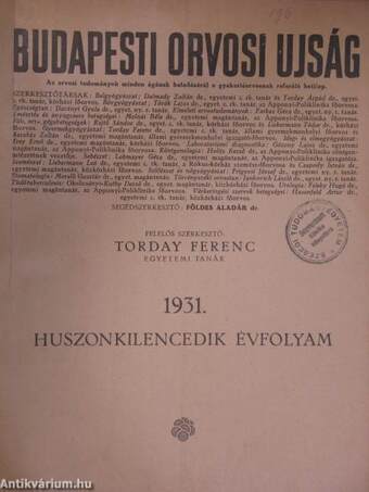 Budapesti Orvosi Ujság 1931. január-december I-II.