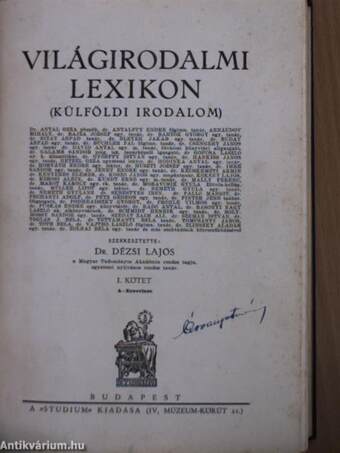 Világirodalmi Lexikon I-III.