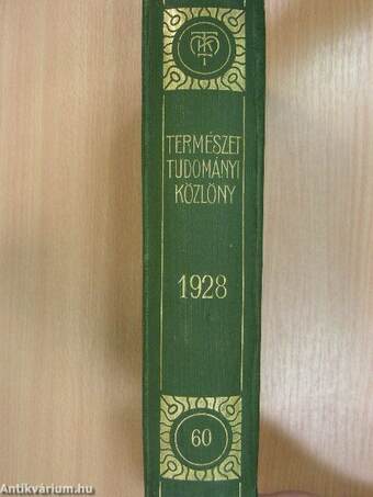 Természettudományi Közlöny 1928. január-december/Pótfüzetek a Természettudományi Közlönyhöz 1928. január-december