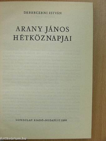 Arany János hétköznapjai