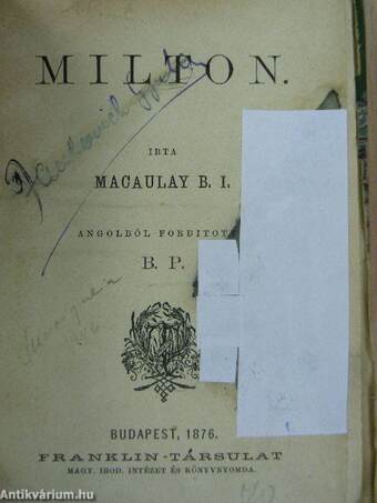 Milton/Lord Bacon/Machiavelli/A pápaság/Byron