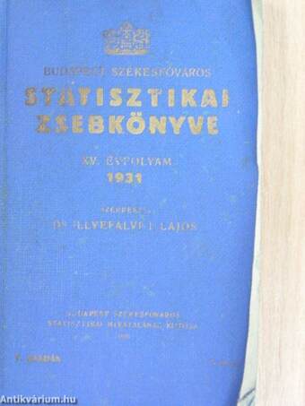 Budapest Székesfőváros Statisztikai Zsebkönyve 1931.