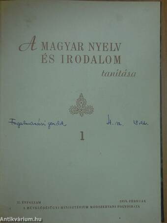 A magyar nyelv és irodalom tanítása 1959/1-6