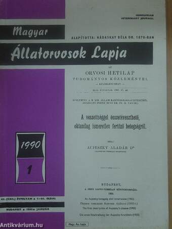 Magyar Állatorvosok Lapja 1990. (nem teljes évfolyam)