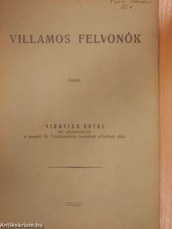 Villamos felvonók