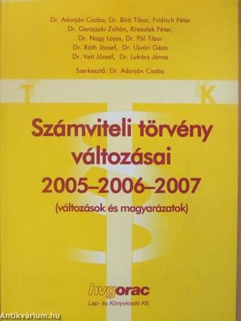 Számviteli törvény változásai 2005-2006-2007