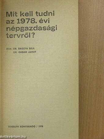 Mit kell tudni az 1978. évi népgazdasági tervről?