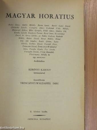 Magyar Horatius/Horatius Noster